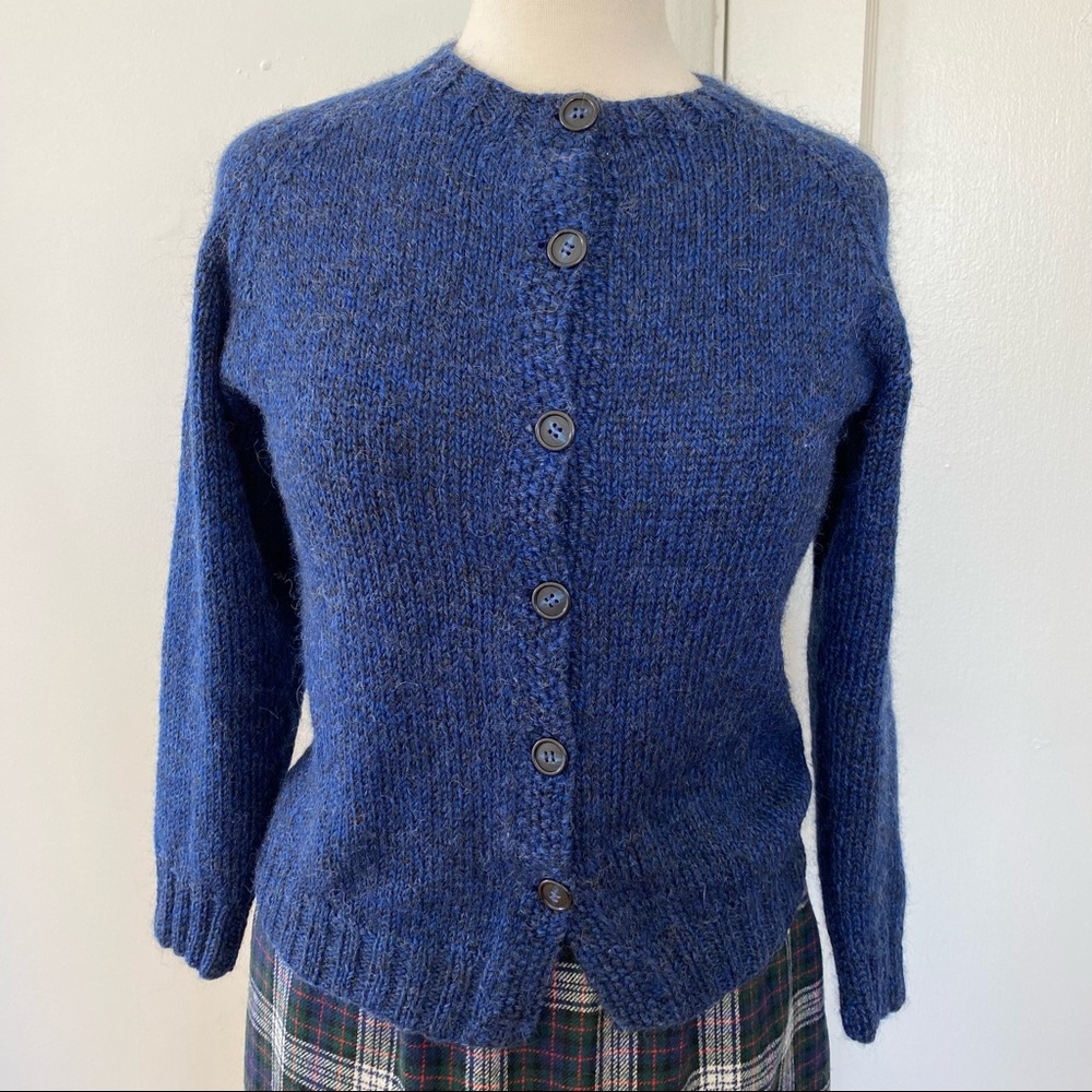 Vintage Navy Blue Wool Cardigan Sweater Womens S or M